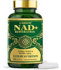 NAD+ supplement bottle front view with label
