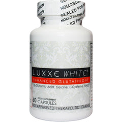 Luxxe White bottle and packaging on white background