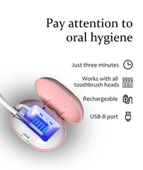 Adjustable silicone clip fits most electric and manual toothbrush heads