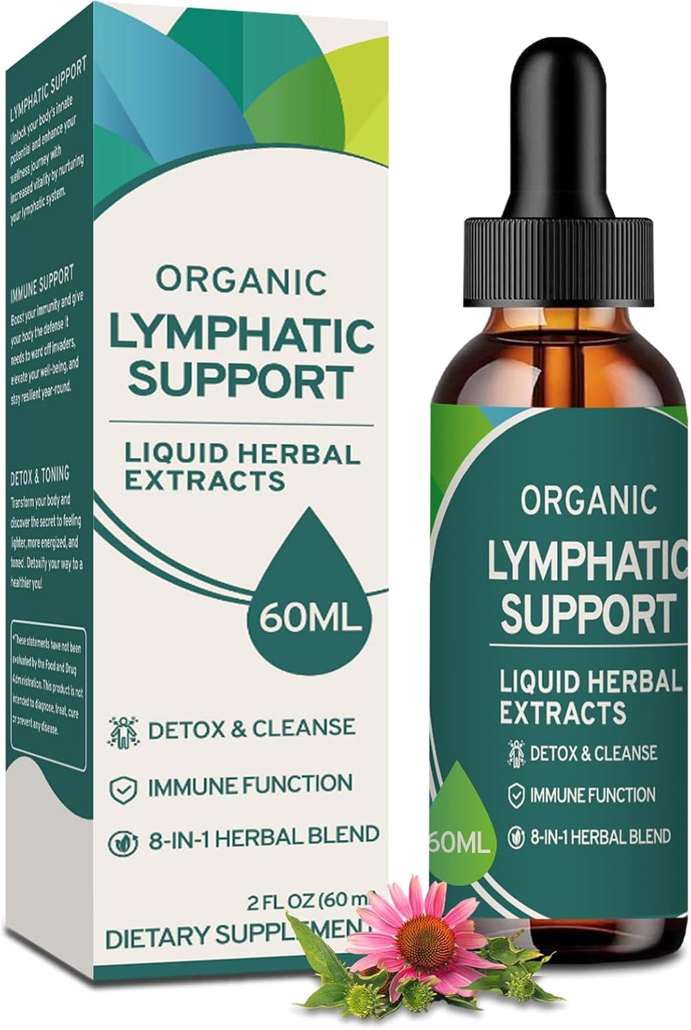 Front view of Lymph Detox Cleanse & Immune Support drops bottle (2 oz).
