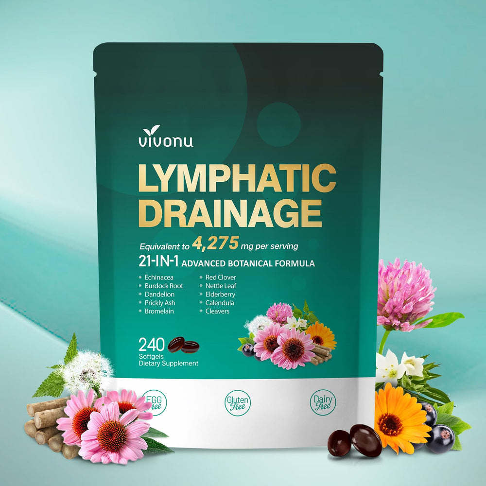 Lymphatic drainage supplements bottle with 240 softgels