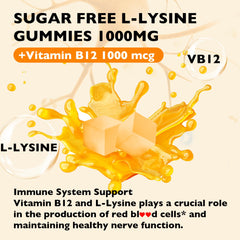 L-Lysine gummies with Vitamin B12 1000mcg label