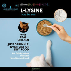 Pouring lysine powder over pet food for easy digestion