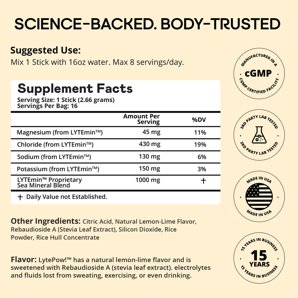 LytePow stevia-sweetened detail emphasizing sugar-free taste.