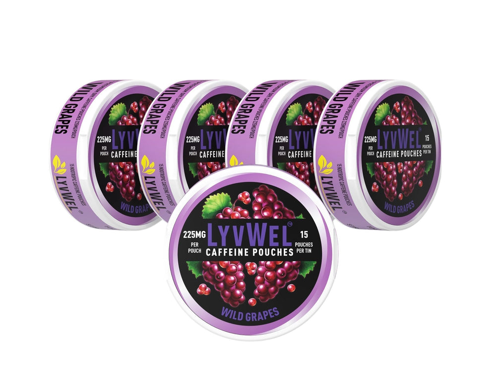 LyvWel Wild Grapes energy pouch close-up for on-the-go focus