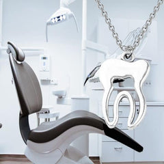 Lifestyle image showing how to wear the dental necklace
