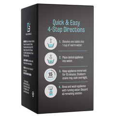 Product packaging showing 120 whitening tablets for a 4 month supply