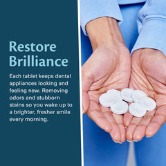 Nightly soaking routine with a denture cup
