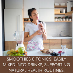 Quality seal and label on Mucuna Pruriens powder jar