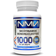 Maac10 NMN bottle showing 120 capsules (250 mg each)