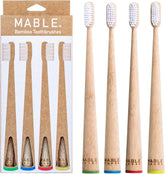 MABLE four-pack bamboo toothbrushes for adults with eco-friendly bamboo handles