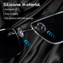Close-up of anti-slip nose pad for rimless frames