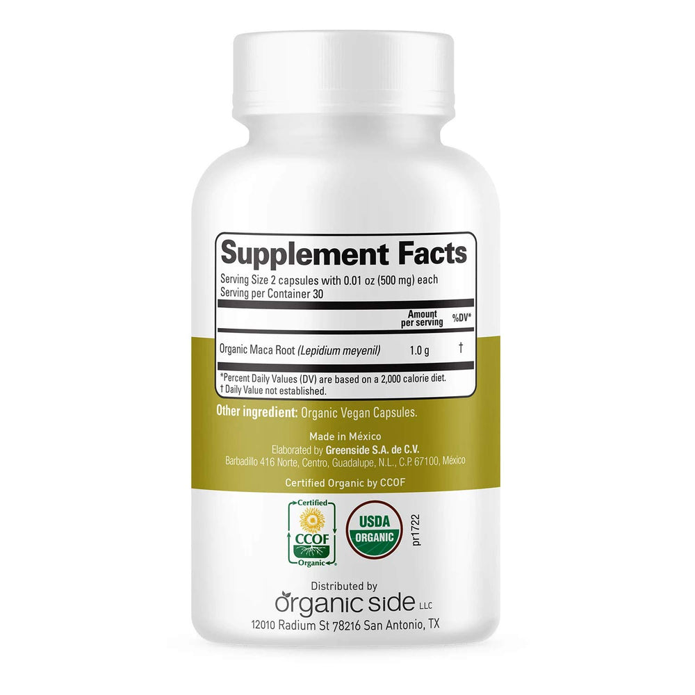 Maca capsules boosting energy