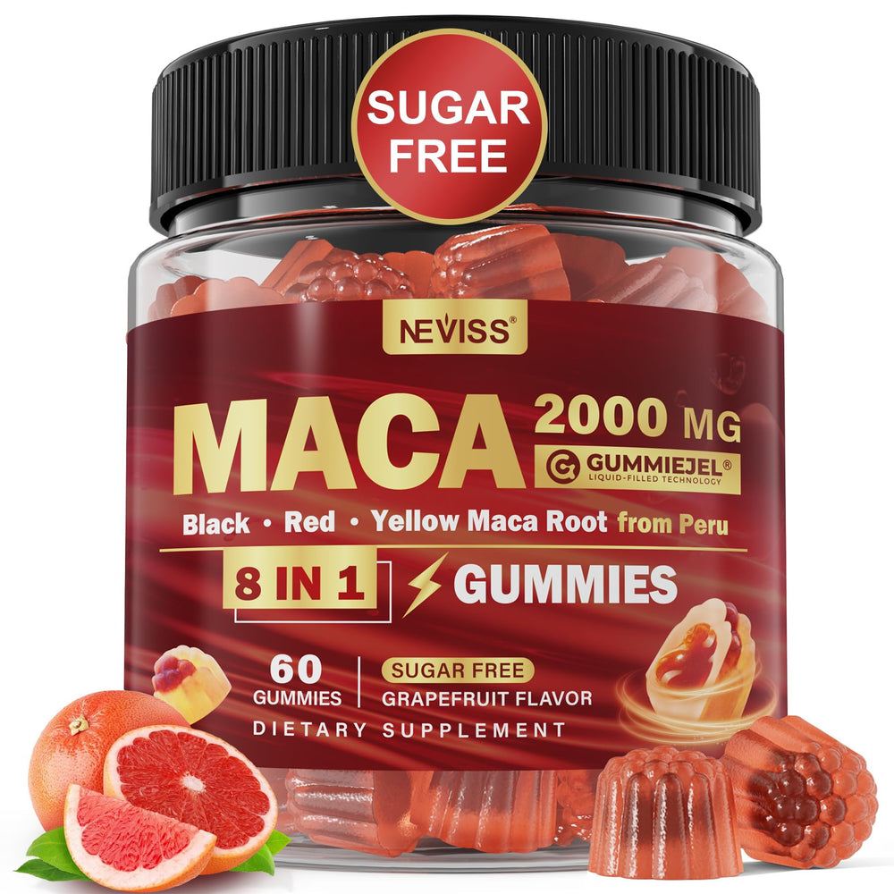 Maca Root Filled Gummies Grapefruit flavor packaging – 60 count