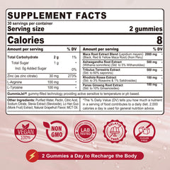 Assorted organic maca roots in black, red, and yellow used in gummies