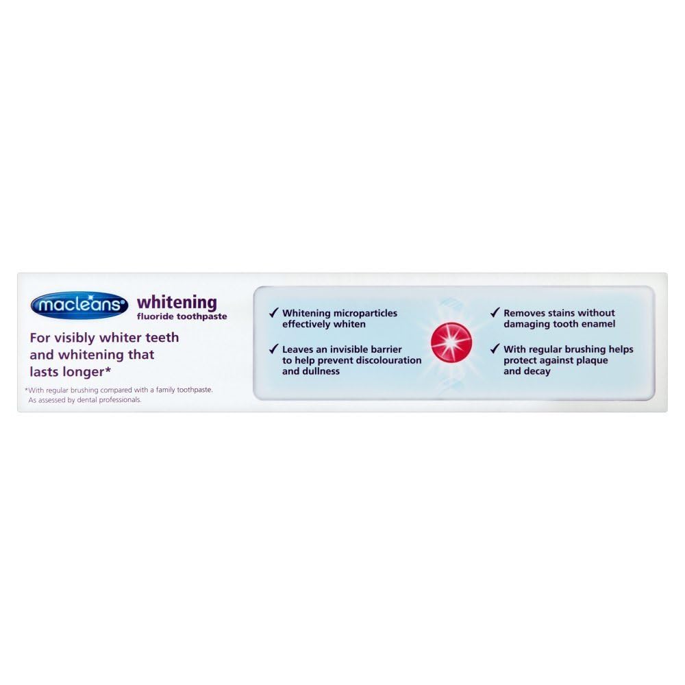 Toothbrush with Macleans Whitening Toothpaste applied