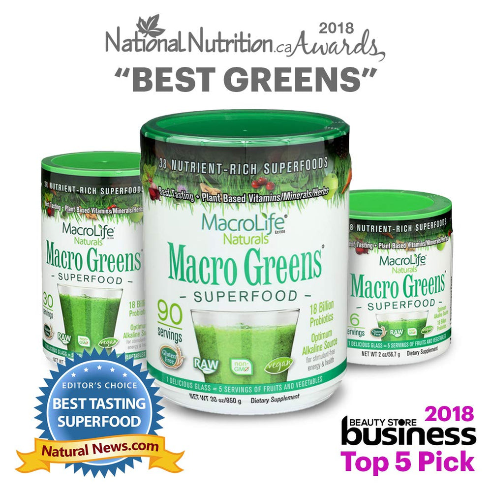 Antioxidant and herbal blend detail in Macro Greens