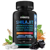 Macro Vital Shilajit 8-in-1 bottle with capsules