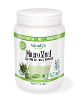 MacroMeal Vanilla vegan protein powder canister front label