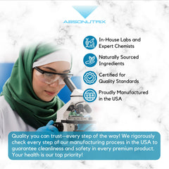 Badge indicating Made in USA GMP-certified facility