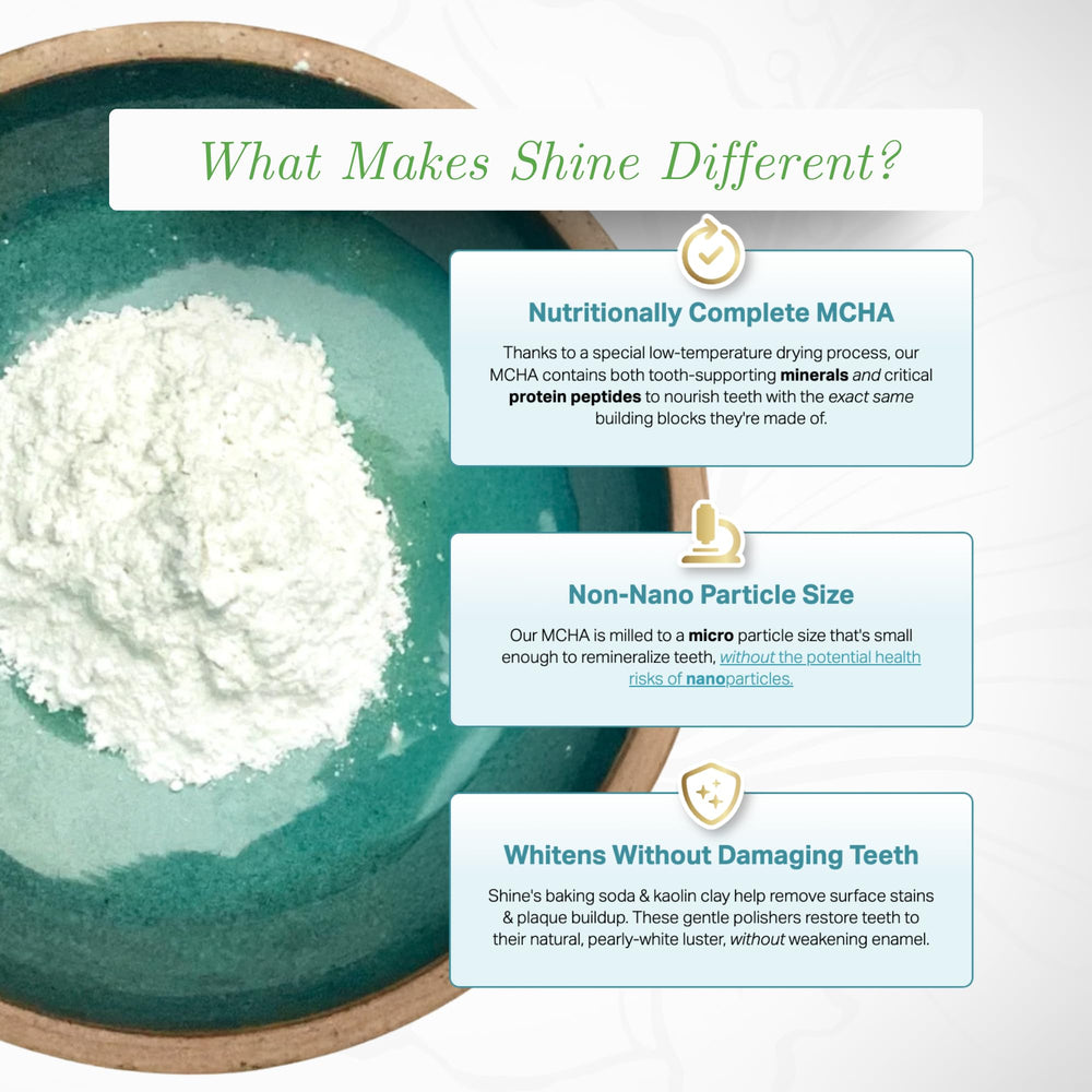 Made in the USA label on Shine Tooth Powder packaging