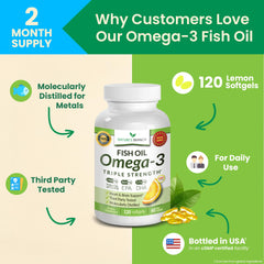 USA bottled non-GMO omega-3 fish oil bottle