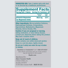 Mag-Ox 400 bottle back label with supplement facts