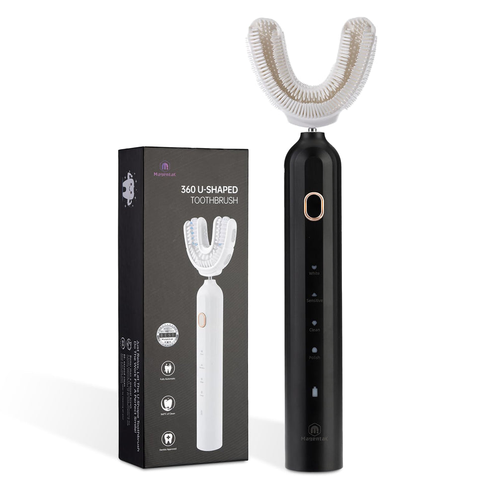Magentak Ultrasonic U-Shaped Toothbrush black front view
