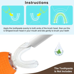 Teeth whitening close-up using Magentak U-shaped toothbrush