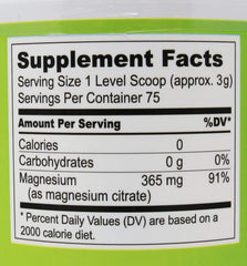 Serving scoop and jar of Magna-Calm magnesium citrate powder