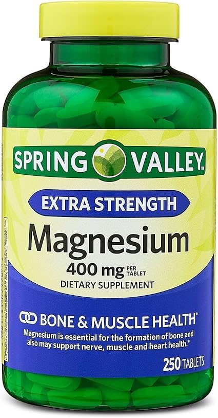 Magnesium 400 mg extra strength tablets bottle front view