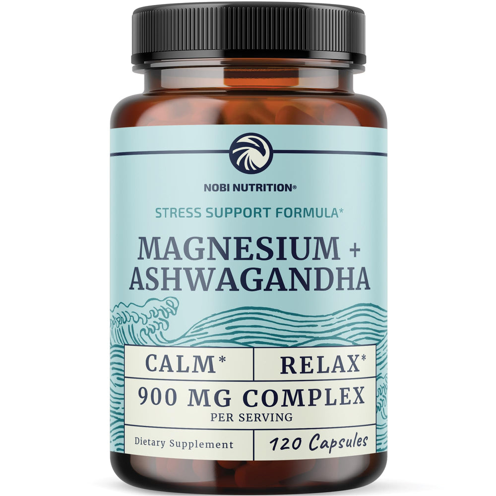 Magnesium Ashwagandha bottle with 120 count capsules