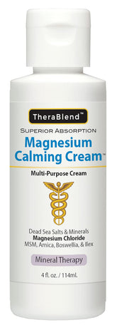 Magnesium Calming Cream 4 oz bottle on neutral background