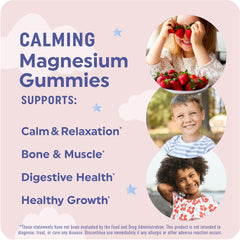 Product packaging for Magnesium Calming Gummies for Kids Strawberry