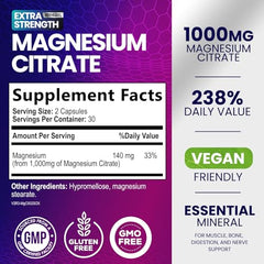 Close-up of Magnesium Citrate 1000mg capsules