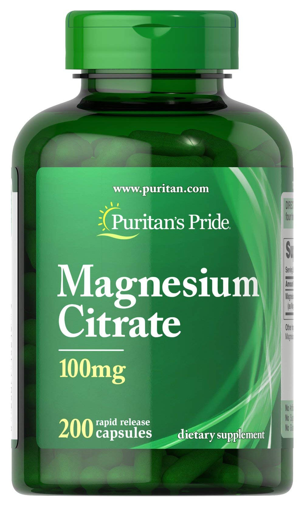 Magnesium Citrate 100 mg bottle – Puritan's Pride, 200 count