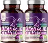 Two-pack Magnesium Citrate Capsules bottle label 1250mg
