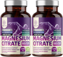 Two-pack Magnesium Citrate Capsules bottle label 1250mg