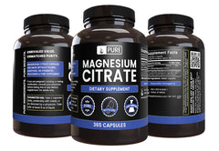 Magnesium Citrate Capsules back label with ingredients