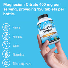 Vegan, Non-GMO magnesium citrate supplement illustration