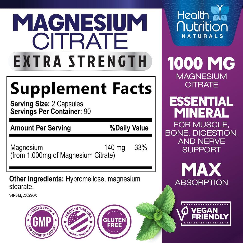 Packshot of Magnesium Citrate Capsules 1000mg