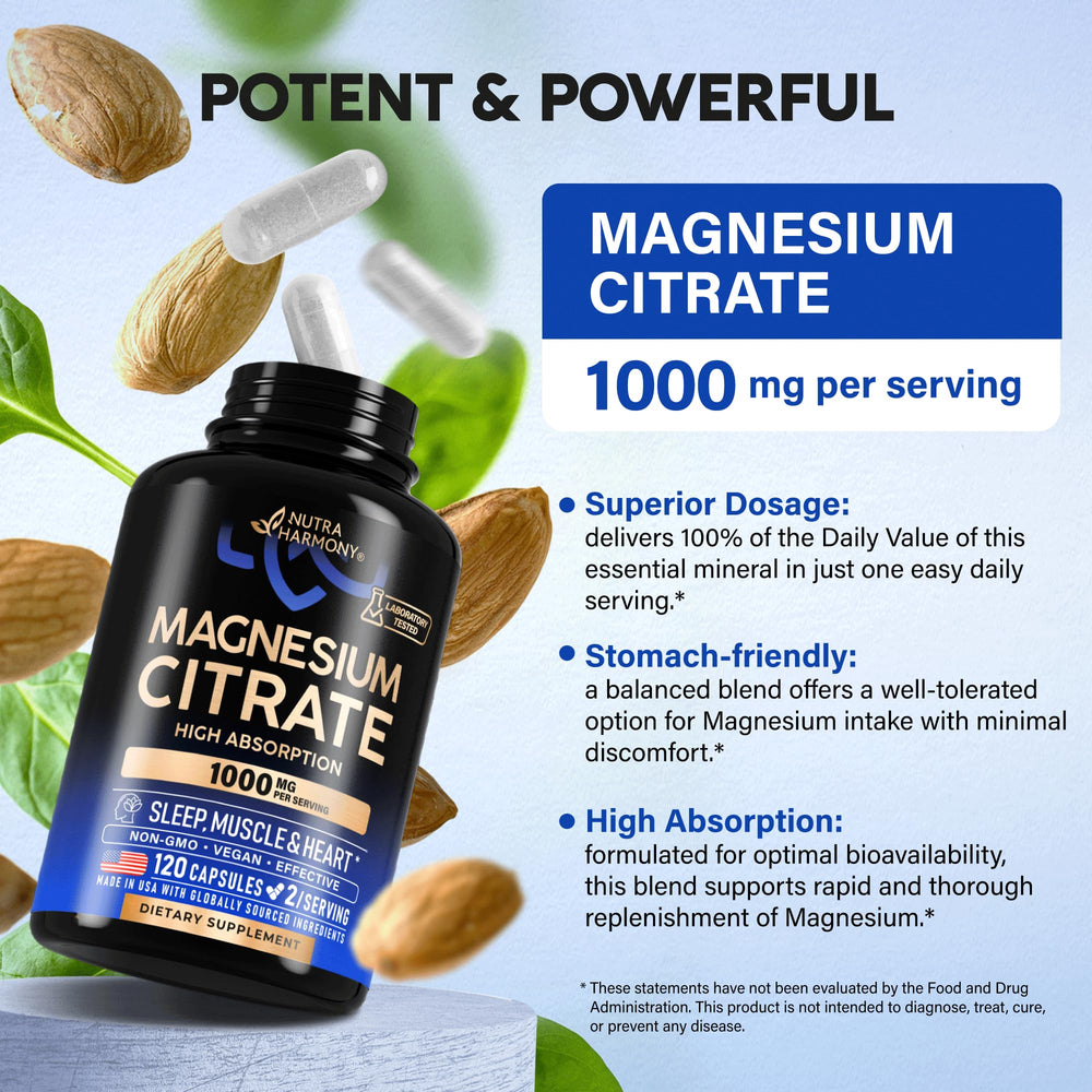 120-count bottle of Magnesium Citrate capsules
