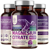 Bottle of N1 Nutrition Pure Magnesium Citrate Capsules 1250mg on white background