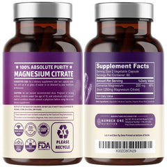 Close-up shot of magnesium citrate capsules with bottle in the background