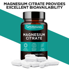 Product shot of 180-count magnesium citrate capsules
