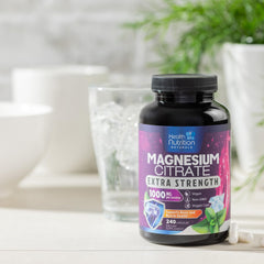 Close-up of magnesium citrate capsules
