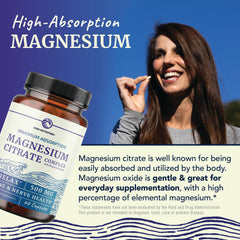 Magnesium Citrate Complex capsules spilling from bottle