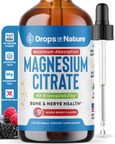 Bottle of mixed berry magnesium citrate liquid supplement, 60ml