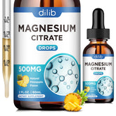 Bottle of Magnesium Citrate Liquid Drops 500mg with Pineapple flavor, 2 oz