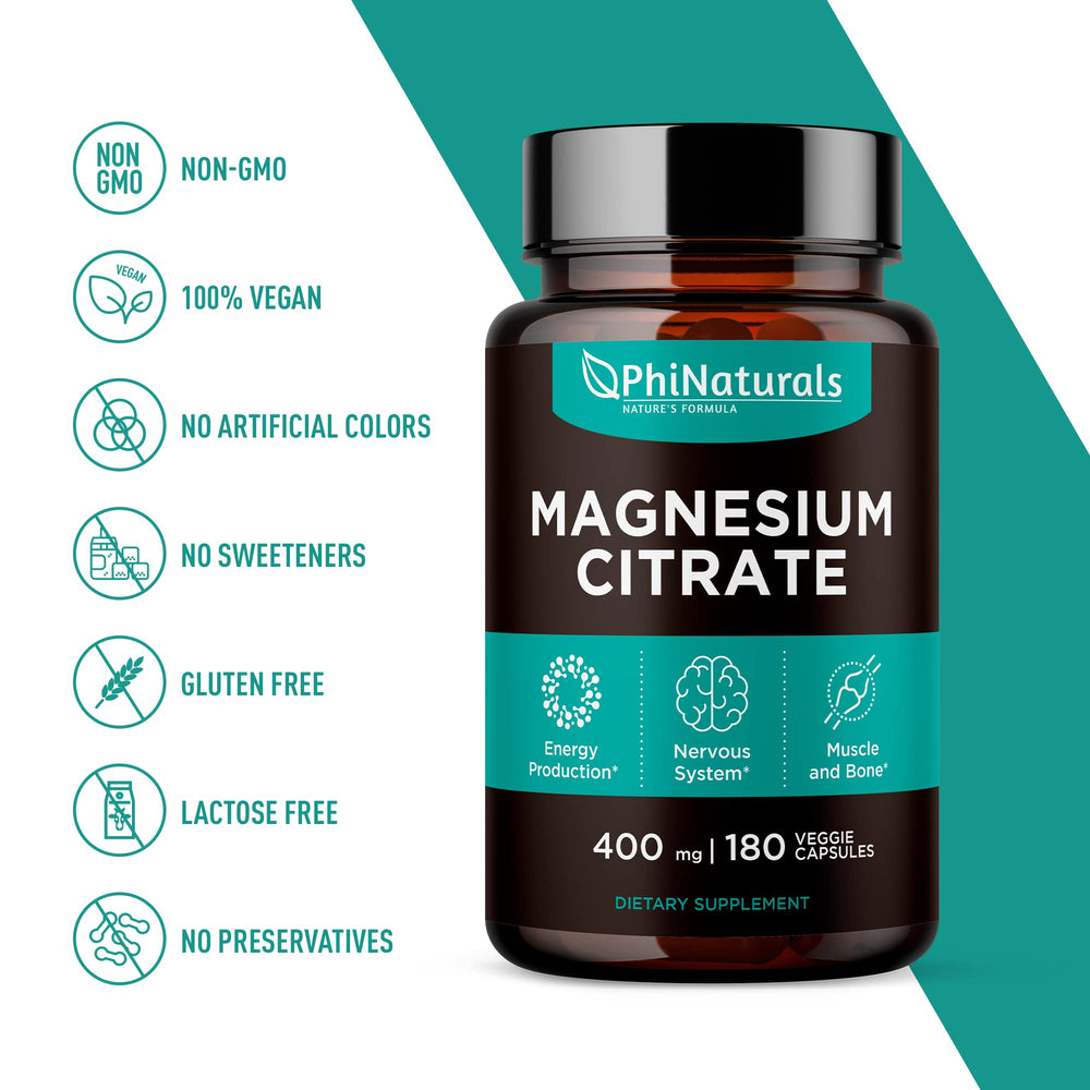 Product shot of Magnesium Citrate capsules on a clean background